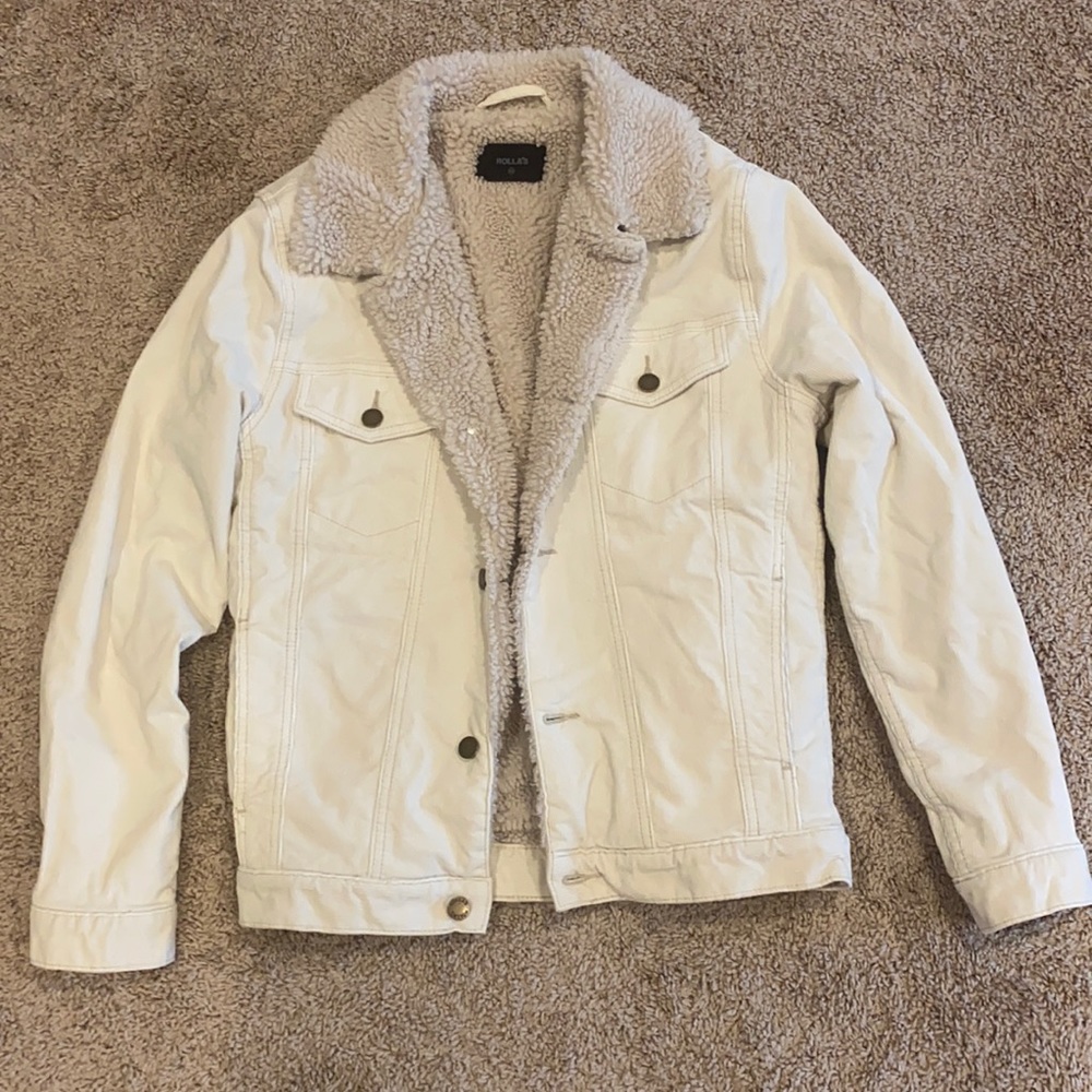 ROLLA’S cream fur coat with pockets - size XS